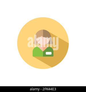 Employed people. Woman working. Flat color icon in a circle. Commerce vector illustration Stock Vector