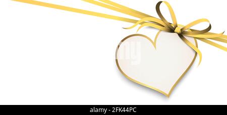 Romantic gold ribbon bow isolated on white Vector Image