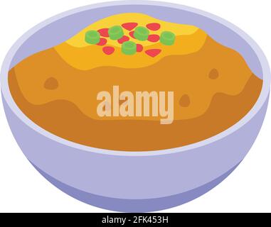Mashed potatoes dish icon. Isometric of Mashed potatoes dish vector icon for web design isolated on white background Stock Vector