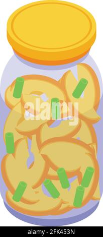 Pickled peach slices icon. Isometric of Pickled peach slices vector icon for web design isolated on white background Stock Vector