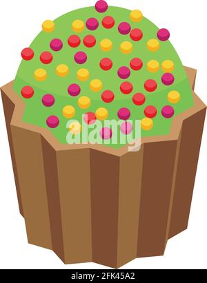 Christmas candy cupcake icon. Isometric of Christmas candy cupcake vector icon for web design isolated on white background Stock Vector
