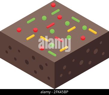 Christmas candy chocolate cake icon. Isometric of Christmas candy chocolate cake vector icon for web design isolated on white background Stock Vector