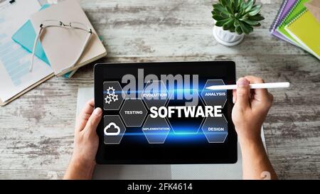 Software development and process automation concept on tablet computer screen Stock Photo