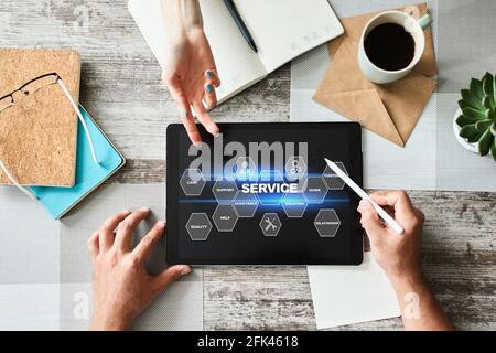 Service and customers support business concept on device screen Stock Photo
