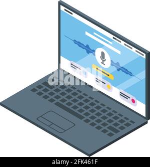 Laptop speech recognition icon. Isometric of Laptop speech recognition vector icon for web design isolated on white background Stock Vector