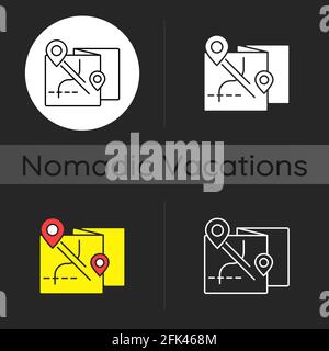 Nomadic tour dark theme icon Stock Vector
