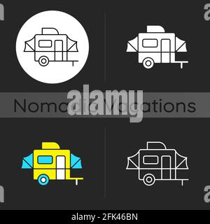 Pop up camper dark theme icon Stock Vector