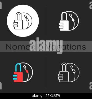 Travel padlock dark theme icon Stock Vector