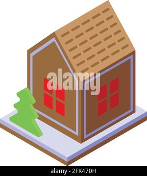 Winter gingerbread house icon. Isometric of Winter gingerbread house vector icon for web design isolated on white background Stock Vector