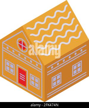 Biscuit gingerbread house icon. Isometric of Biscuit gingerbread house vector icon for web design isolated on white background Stock Vector