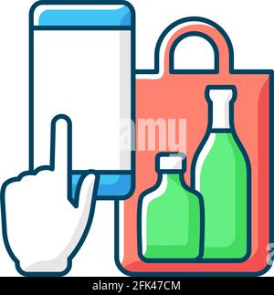 Phone drinks ordering RGB color icon Stock Vector