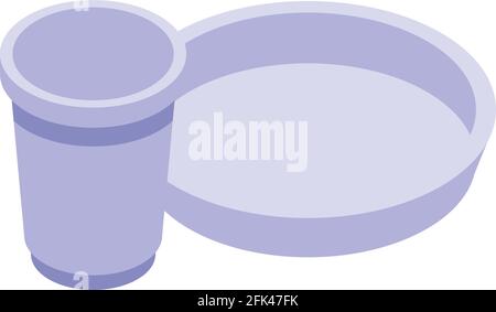 Paper dishes icon. Isometric of Paper dishes vector icon for web design isolated on white background Stock Vector