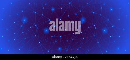 Blue polygonal network grid cover in abstract style. Modern Technology line background, wallpaper. Triangle low poly concept design. Digital data Stock Vector