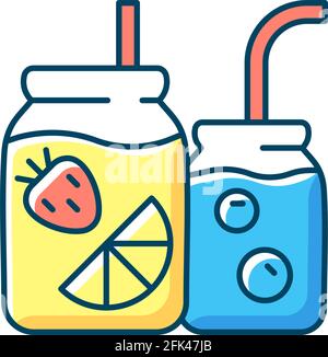 Fruit-infused water bottle RGB color icon Stock Vector