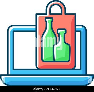Online drinks ordering RGB color icon Stock Vector
