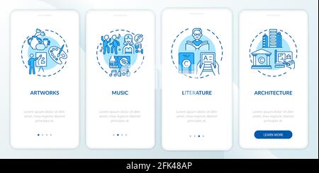 Copyright objects onboarding mobile app page screen with concepts Stock Vector