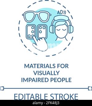 Materials for visually impaired people concept icon Stock Vector