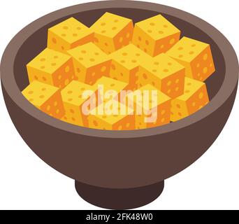 Bowl cheese icon. Isometric of Bowl cheese vector icon for web design isolated on white background Stock Vector
