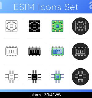 Microcircuits icons set Stock Vector