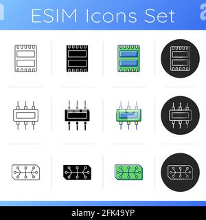 Microcircuits icons set Stock Vector
