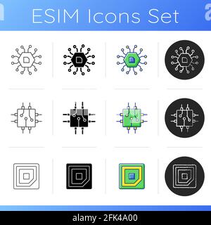 Microcircuits icons set Stock Vector