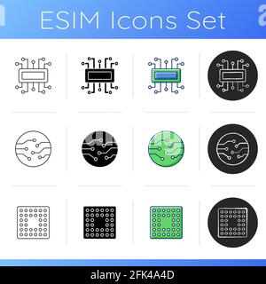 Microcircuits icons set Stock Vector