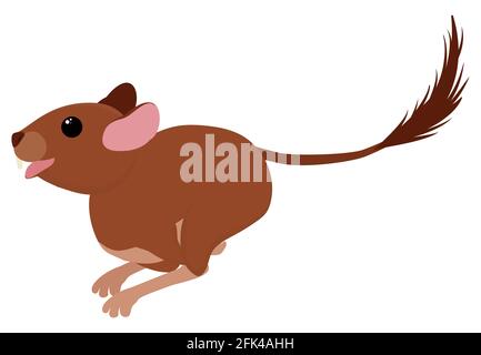 Degu squirrel rodent pet. Vector cartoon running animal Illustration isolated on white. Stock Vector