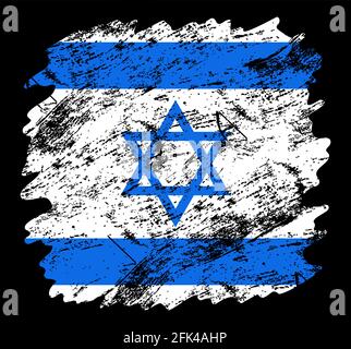 Israel National Flag with Textured Brush Strokes. Artistic Brush Stroke ...