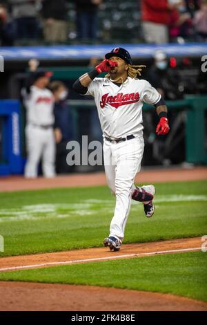 Cleveland Indians Jose Ramirez hits his first career home-run with a 2 ...