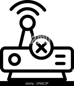 Blocked internet router icon. Outline Blocked internet router vector ...