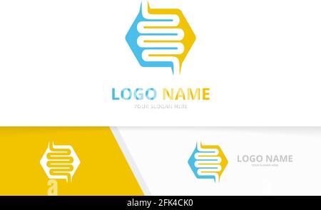 Gastrointestinal human, digestive system logo combination. Colon logotype design template. Stock Vector