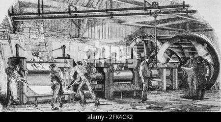 fabrication du fer ,le magazin pittoresque,editeur edouard charton, 1860 Stock Photo