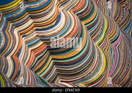 Colourful layered materials pile on diaplay at Science Museum in London Stock Photo