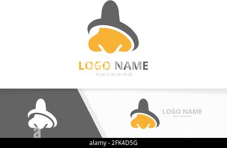 Vector nose logo combination. Nasal, otolaryngology logotype design template. Stock Vector