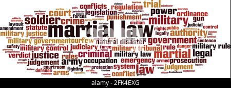 Martial law word cloud concept. Collage made of words about martial law. Vector illustration Stock Vector