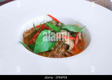 curry pork, Thai curry pork or stir fried pork with curry for Thai food Stock Photo