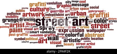 Street art word cloud concept. Collage made of words about street art. Vector illustration Stock Vector