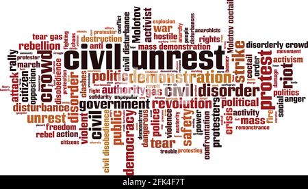 Civil unrest word cloud concept. Collage made of words about civil unrest. Vector illustration Stock Vector