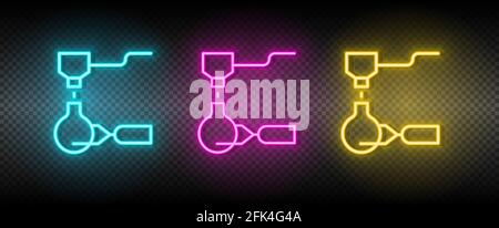 hydraulic arm, industrial arm neon icon set Stock Vector
