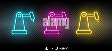 hydraulic arm, industrial arm neon icon set Stock Vector
