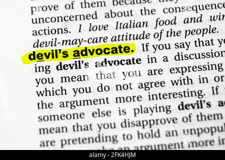 Highlighted Word Devil S Advocate Concept And Meaning Stock Photo Alamy