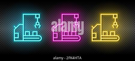 industrial robot, manufacturing robot neon icon set Stock Vector Image ...