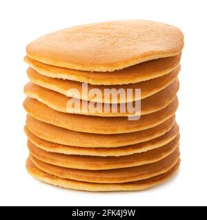 stack of tasty egg pancakes isolated on white background Stock Photo