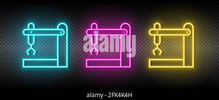 assemble line, industrial robot neon icon set Stock Vector