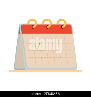 Desk calendar isolated in white background. Flat vector illustration isolated on white background. Stock Vector