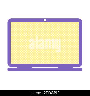 Flat illustration of laptop with yellow screen. Vector isolated illustration for background Stock Vector