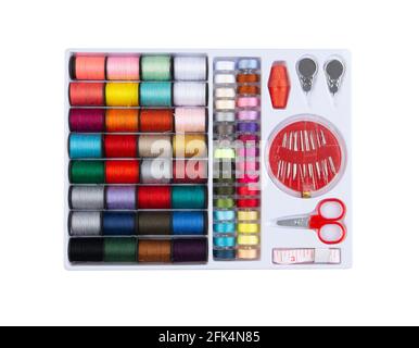 set of sewing tools and accessories isolated on white background Stock Photo