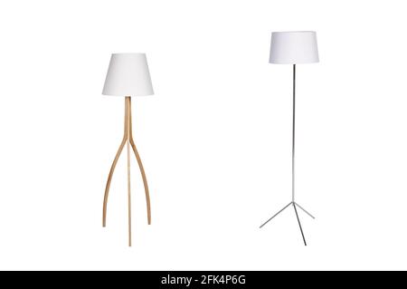 Two modern floor lamps isolated on white background Stock Photo