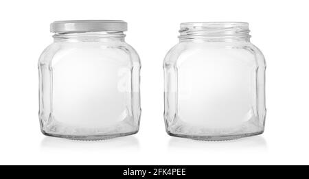 empty glass jar isolated on white with clipping path Stock Photo