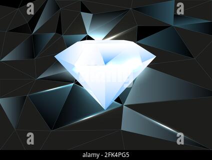 diamond on a dark background of triangles. Stock Vector